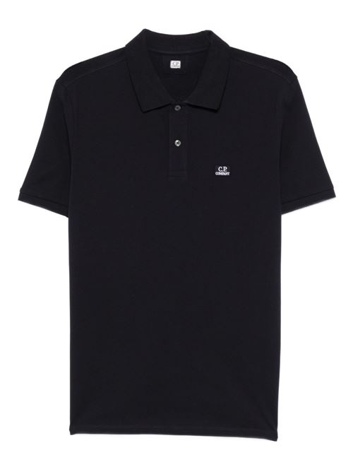 Polo uomo mezza manica nera con patch logo CP COMPANY | RCCMPL721A005263W888